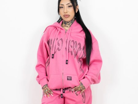 FB County Rhinestone Zip-Up Hoodie Online