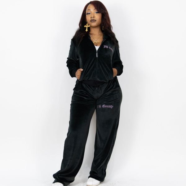 FB County Rhinestone Velour Tracksuit Discount