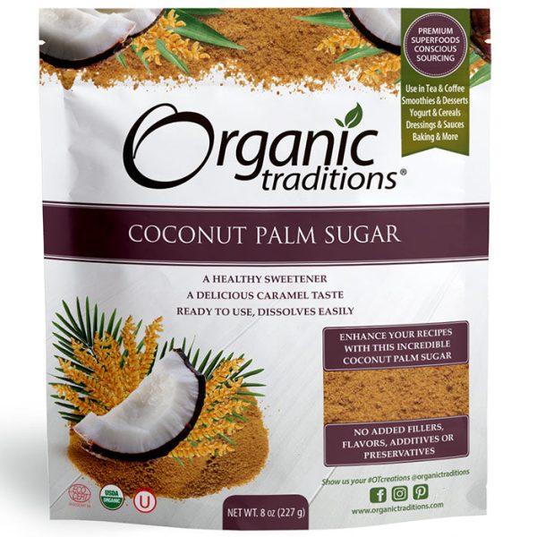 Organic Coconut Palm Sugar, 8 oz (227 g), Organic Traditions Fashion