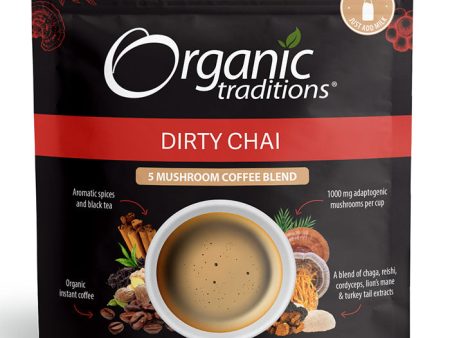 5 Mushroom Coffee Blend, Dirty Chai, 3.5 oz (100 g), Organic Traditions Discount