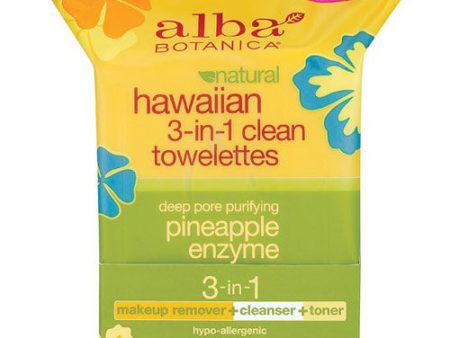 Natural Hawaiian 3-in-1 Clean Face Towelettes, 30 ct, Alba Botanica Sale