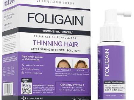 Women s Triple Action Complete Formula for Thinning Hair with 10% Trioxidil, 2 oz, Foligain on Sale