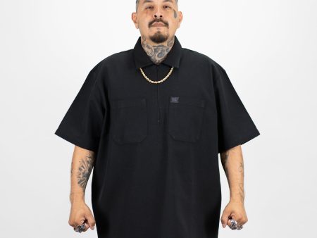 FB County SOLID Short Sleeve Zip Shirt Online