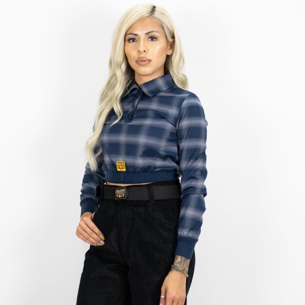 FB County Long Sleeve Flannel Crop Top on Sale