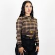 FB County Long Sleeve Flannel Crop Top on Sale