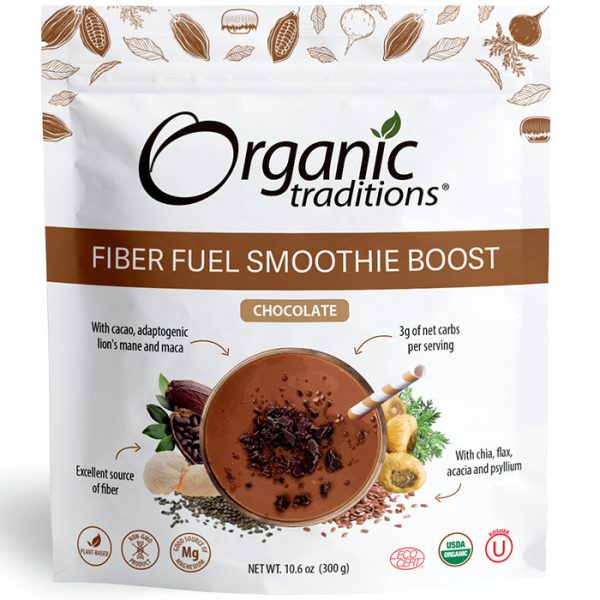 Fiber Fuel Smoothie Boost, Chocolate, 10.6 oz (300 g), Organic Traditions For Cheap