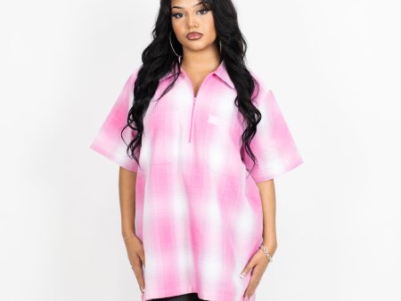 FB County Short Sleeve Checker Zip Shirt on Sale