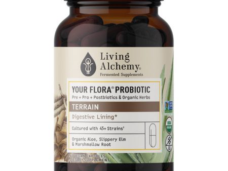 Your Flora Probiotic Terrain: Gut Lining, 60 Vegan Capsules, Living Alchemy Sale