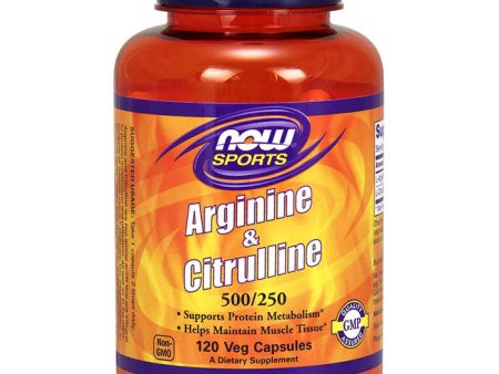 Arginine & Citrulline 500 250, 120 Veg Capsules, NOW Foods Online Sale