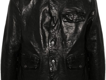 Classic-Collar Leather Jacket For Cheap