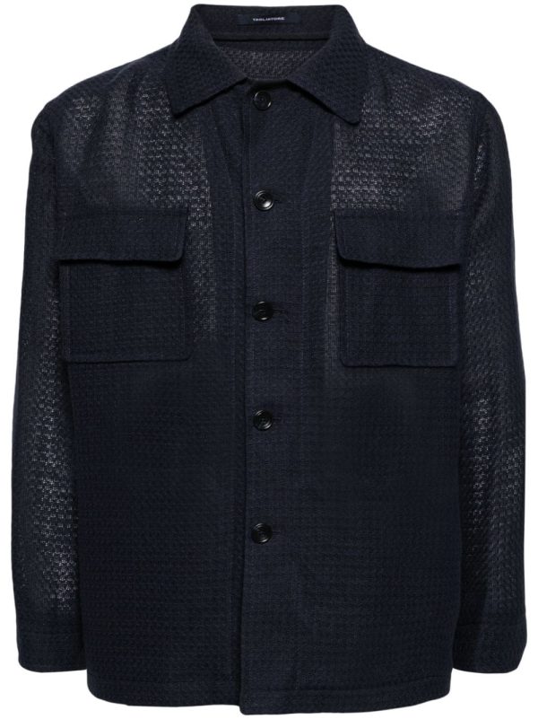 Textured-Finish Button-Down Jacket Fashion