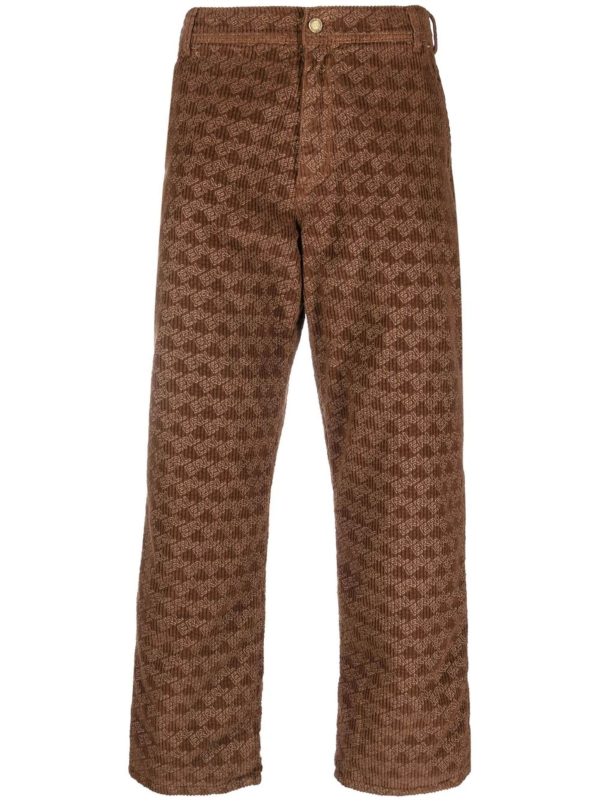 Graphic-Print Corduroy Trousers Online Hot Sale