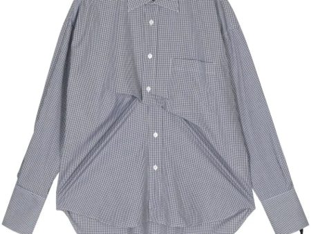 Check-Print Draped Cotton Shirt Discount