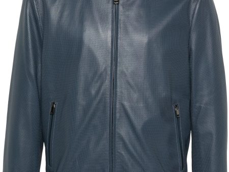 Perforated Leather Bomber Jacket For Sale