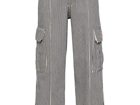 Straight-Cut Striped Army Jeans Online Hot Sale