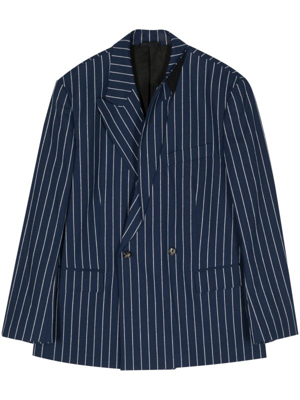 Striped Double-Breasted Blazer Cheap