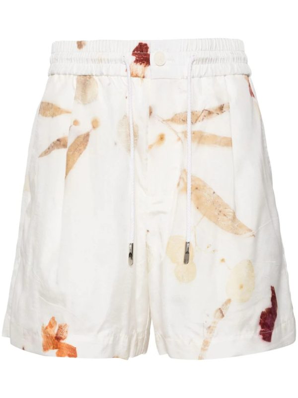 Abstract-Print Drawstring Shorts Online Hot Sale