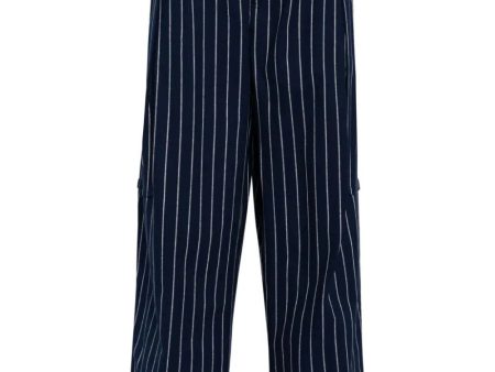 Pinstripe-Pattern Wide-Leg Trousers Hot on Sale