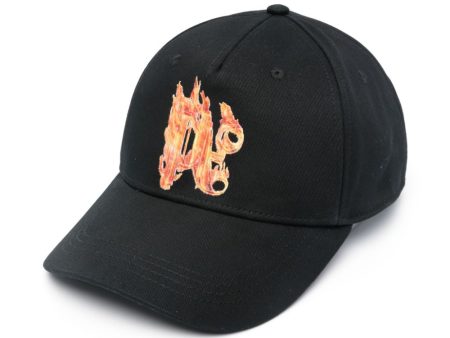 Burning Monogram-Embroidered Baseball Cap Online Hot Sale