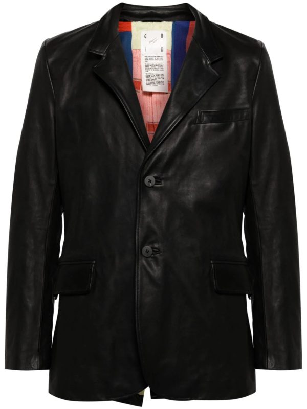 Single-Breasted Leather Blazer Online Sale